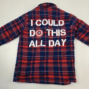 Disney Parks Marvel Captain America Flannel “I Could Do This All Day” Sz Small